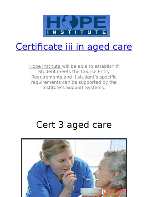 Certificate 3 in aged care online government funded MCFE provides the government funded diploma of childcare for eligible individuals